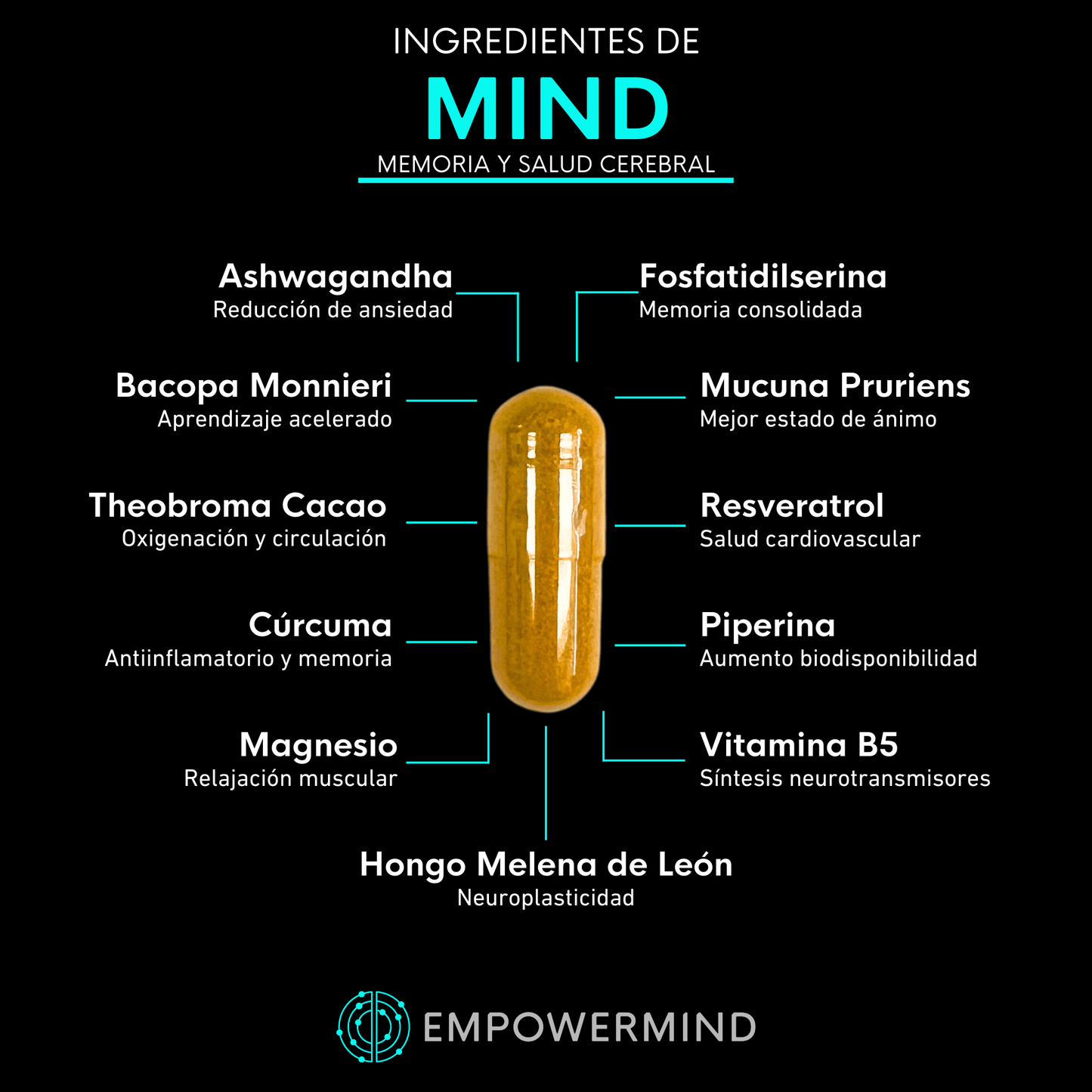 POWER + MIND - Empowermind Nootrópicos strips zenergy nootropicos premium vitaminas para el cerebro